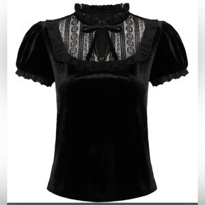 Brand New with Tags - Hell Bunny Black Velvet Mourning Top